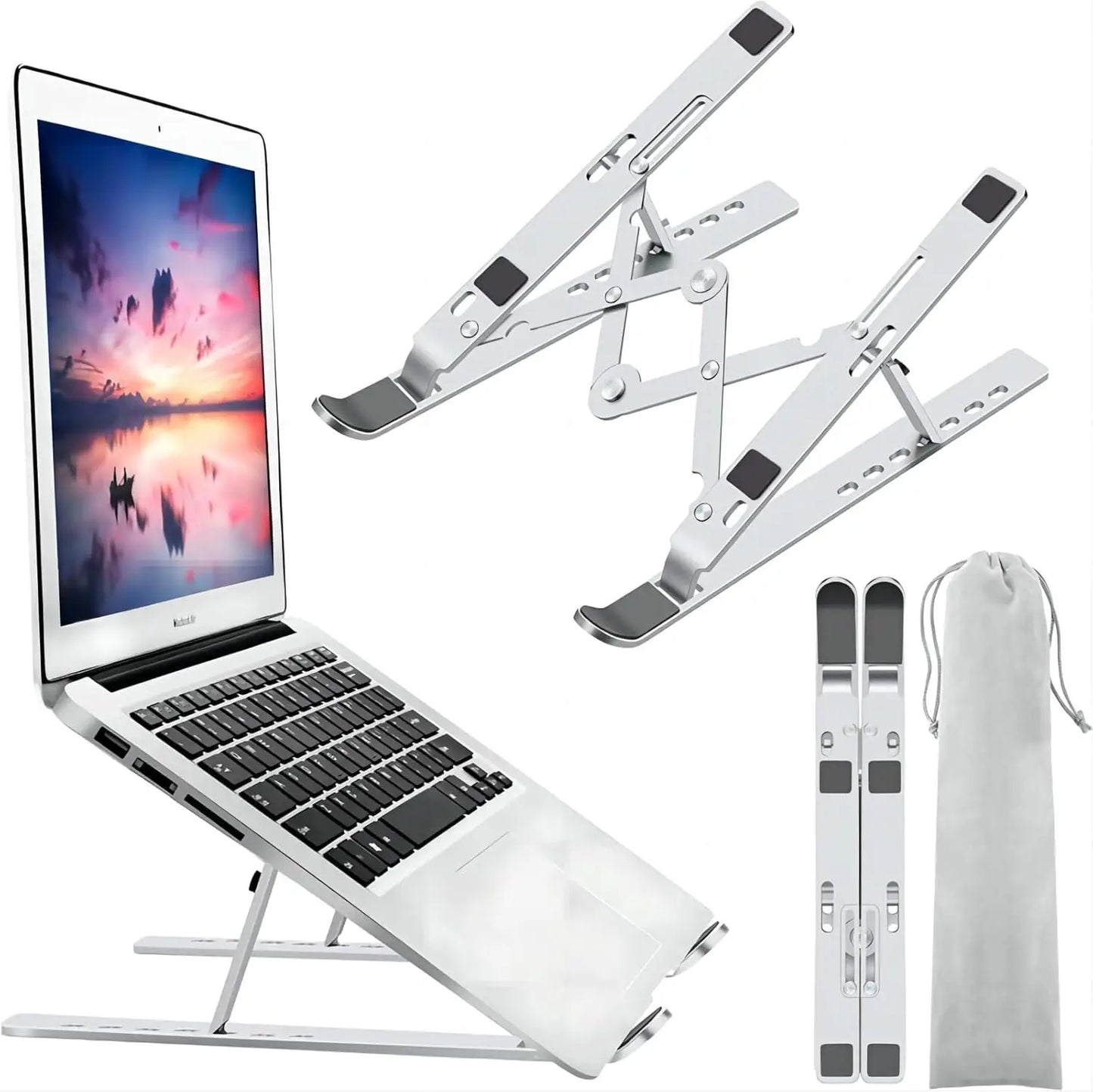 Support Laptop Pliable Aluminium - 7 Angles Réglables Antidérapant