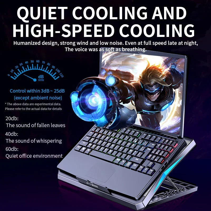 Refroidisseur pour PC portable de gaming Q3 avec 6 ventilateurs