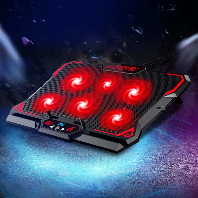Refroidisseur PC Portable Gaming COOLCOLD 17 Pouces — 6 Ventilateurs LED, 2 Ports USB