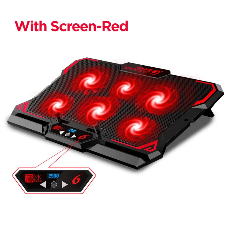 Refroidisseur PC Portable Gaming COOLCOLD 17 Pouces — 6 Ventilateurs LED, 2 Ports USB
