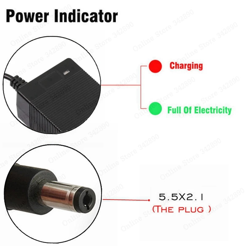 Chargeur Batterie Lithium 36V 2A - Compatible Trottinette & Vélo Électrique 10S