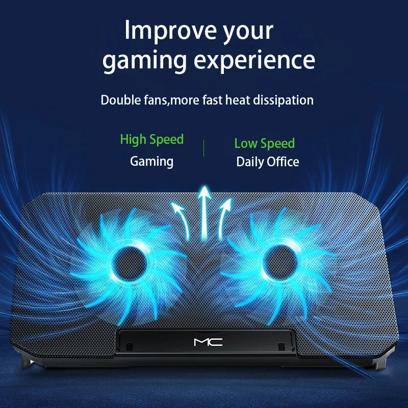 Refroidisseur PC Portable Gaming — Support Ventilé pour 12-16 Pouces