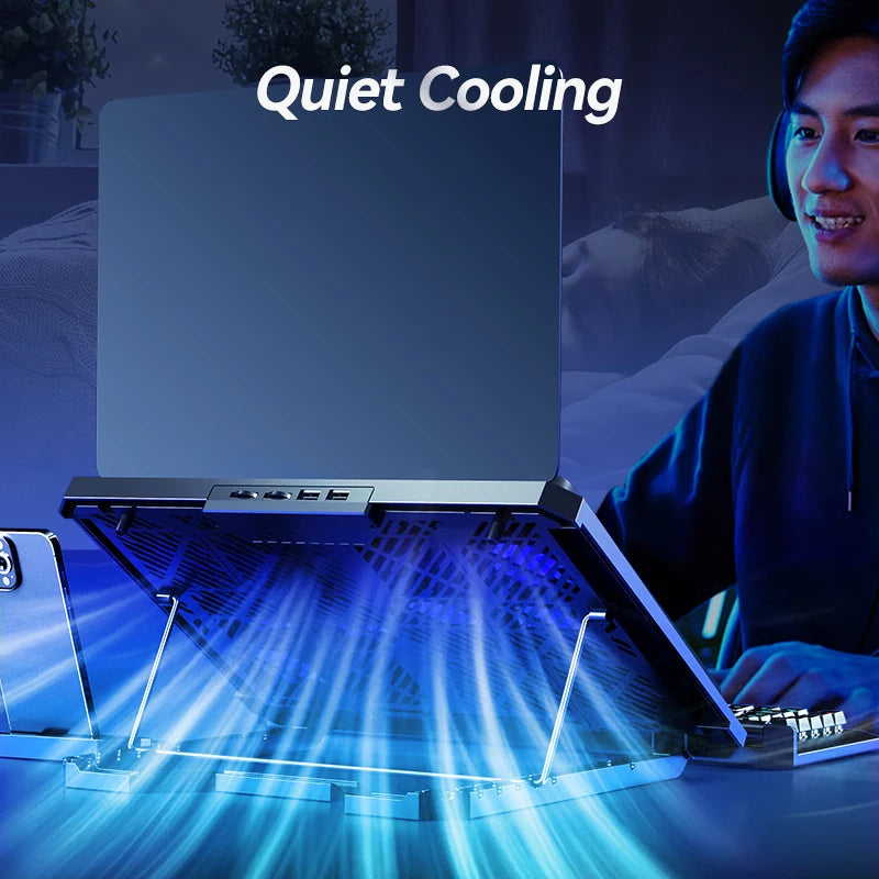 Refroidisseur PC Portable COOLCOLD — 12 Ventilateurs Silencieux, Support pour 12-17,3 Pouces