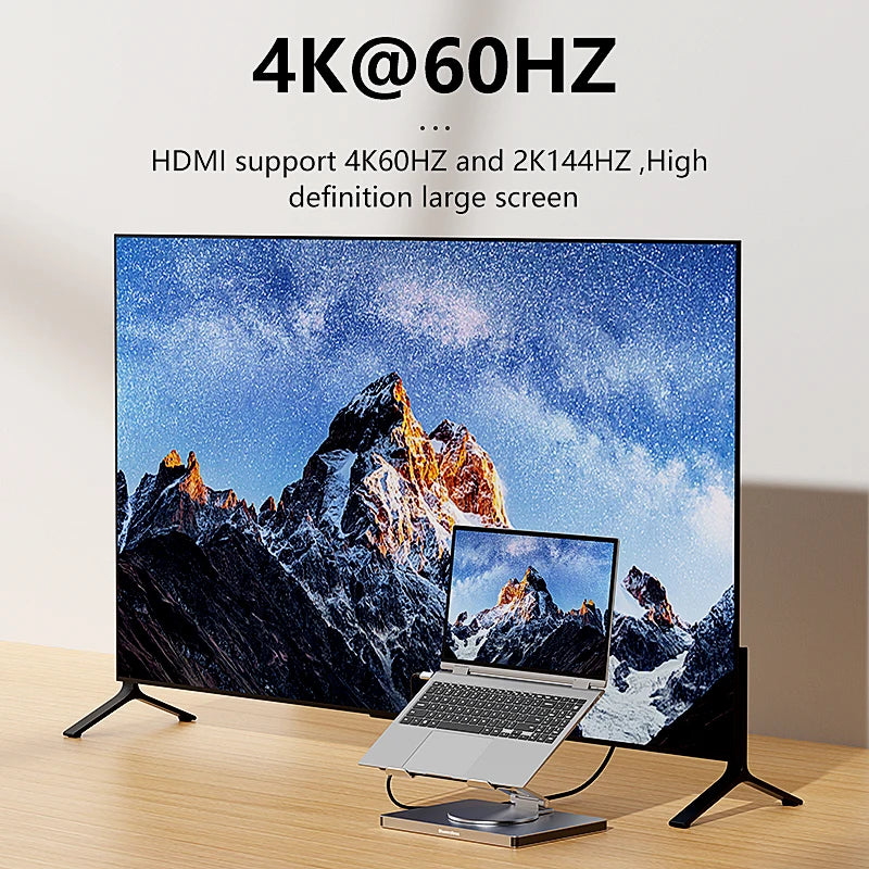 Support iPad Rotatif Blueendless 10-en-1 — Hub USB-C 4K 60Hz, PD 100W, RJ45