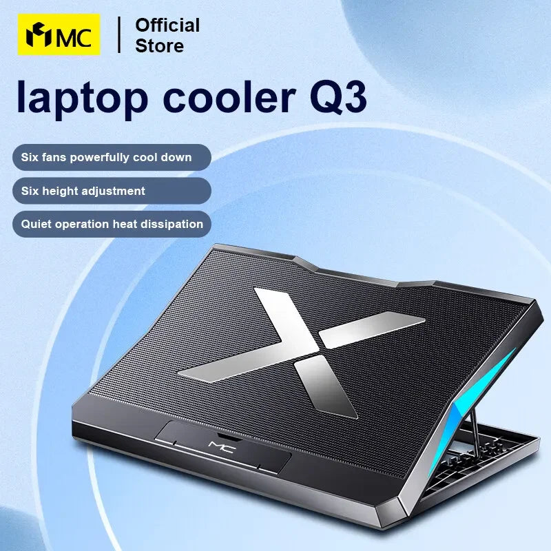 Refroidisseur pour PC portable de gaming Q3 avec 6 ventilateurs