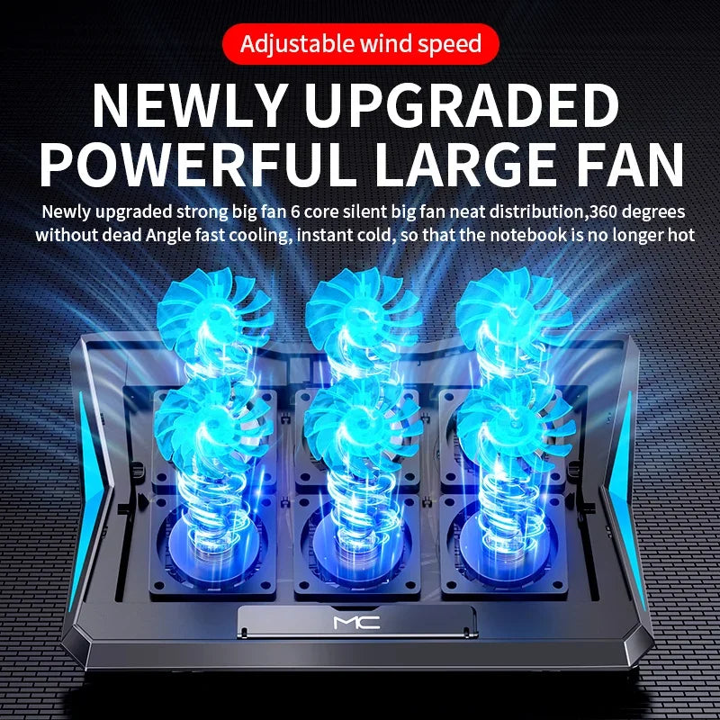 Refroidisseur pour PC portable de gaming Q3 avec 6 ventilateurs