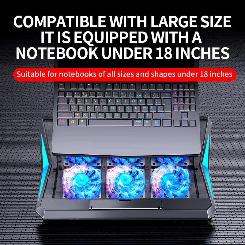 Refroidisseur pour PC portable de gaming Q3 avec 6 ventilateurs