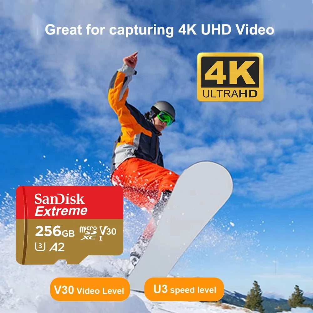 Carte microSD SanDisk Extreme UHS-I - Haute Vitesse A2 V30 4K