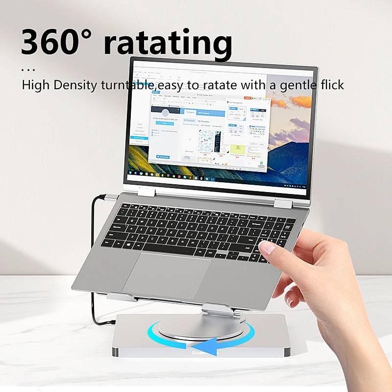 Support iPad Rotatif Blueendless 10-en-1 — Hub USB-C 4K 60Hz, PD 100W, RJ45