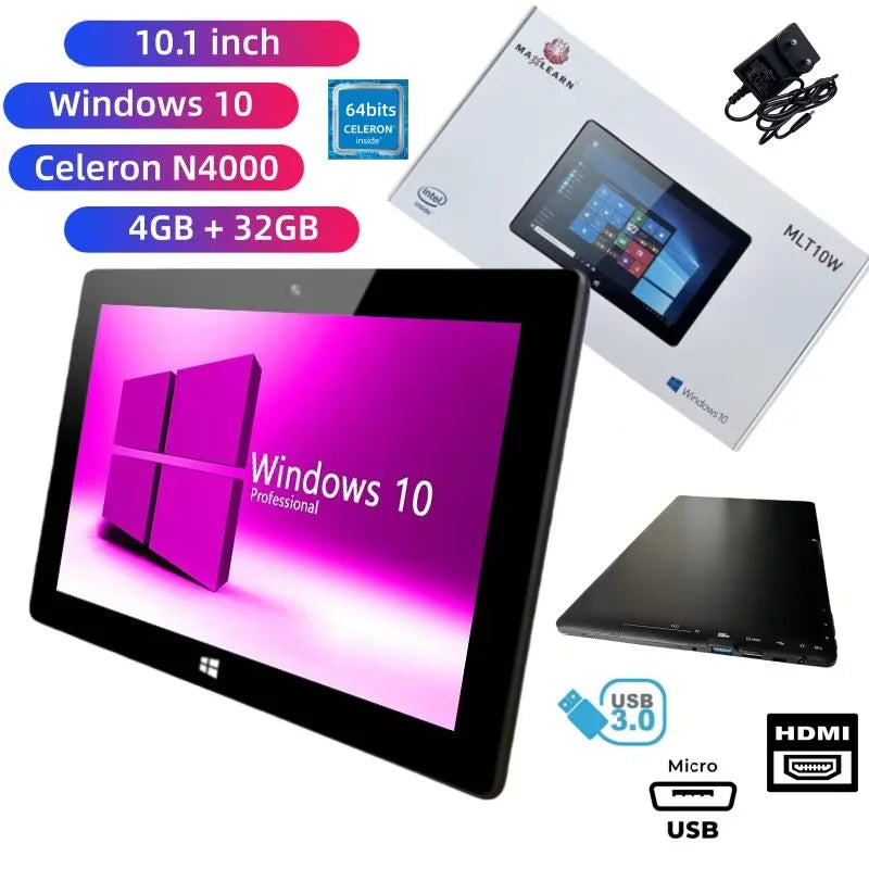 Tablette Windows 10 Pro 10,1" - Intel Celeron 4 Go RAM 32 Go