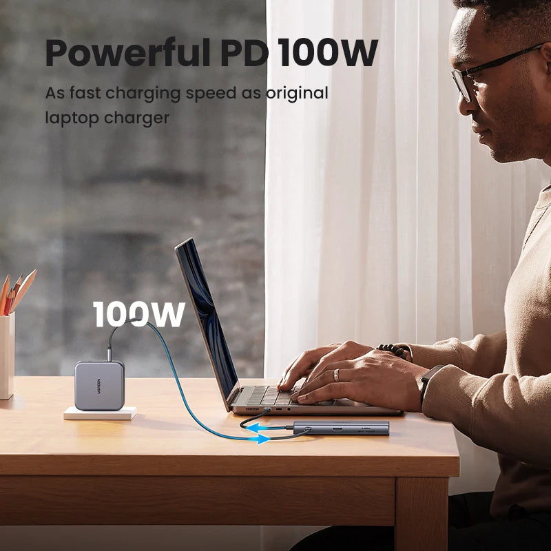 Hub USB-C UGREEN 9-en-1 — HDMI 4K 60Hz, 10 Gbps, RJ45, PD 100W pour MacBook, iPad, PC