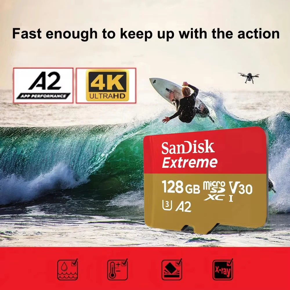 Carte microSD SanDisk Extreme UHS-I - Haute Vitesse A2 V30 4K