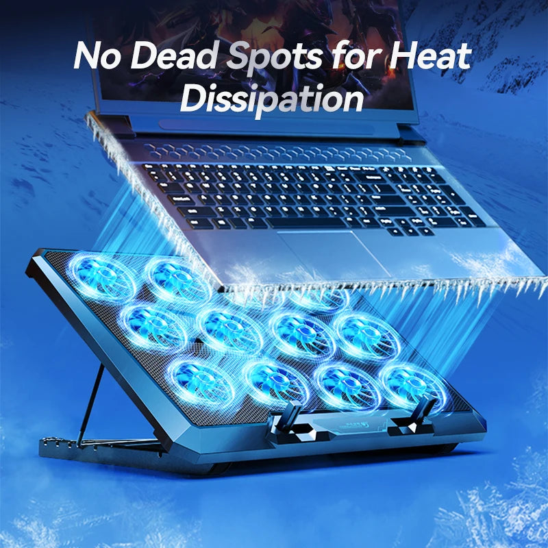 Refroidisseur PC Portable COOLCOLD — 12 Ventilateurs Silencieux, Support pour 12-17,3 Pouces
