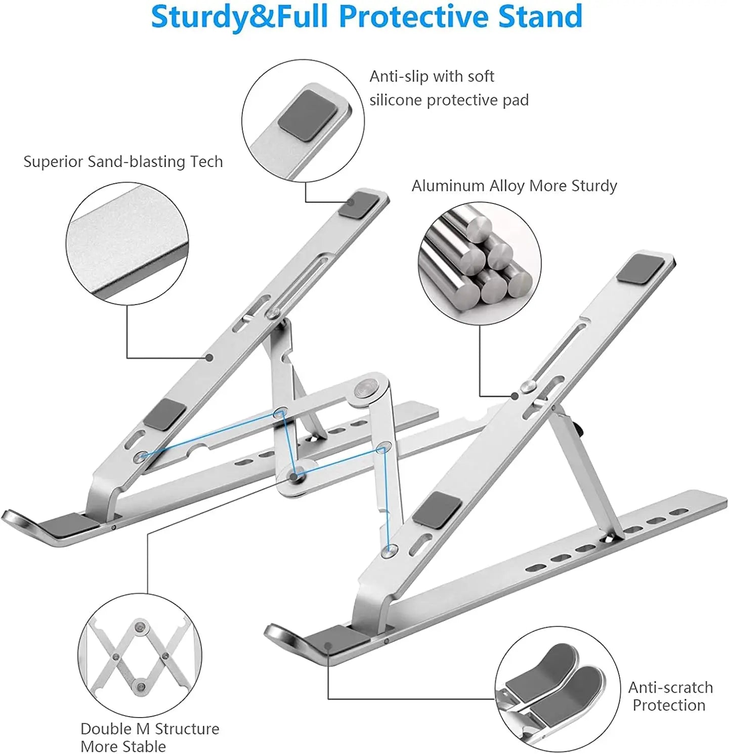 Support Laptop Pliable Aluminium - 7 Angles Réglables Antidérapant