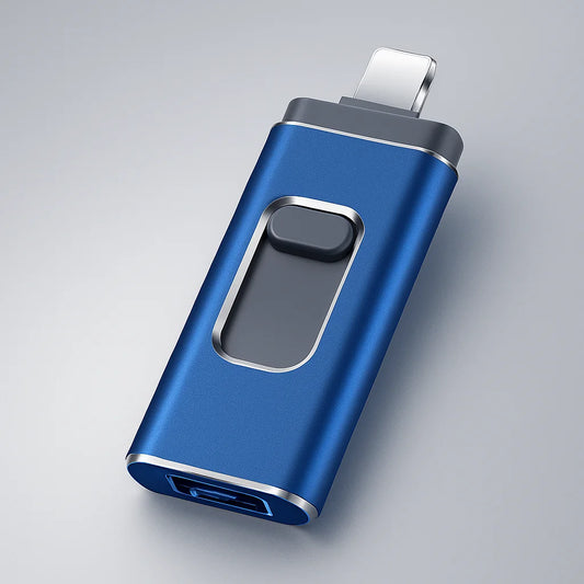 Clé USB 4-en-1 Haute Vitesse - Compatible iPhone, Type-C, Android & PC