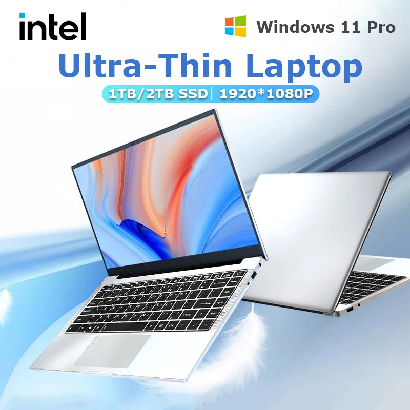 Laptop Ultra-Fin 14.1" Windows 11 Pro - Intel Atom A3950 12Go RAM 1To SSD Ecran Full HD