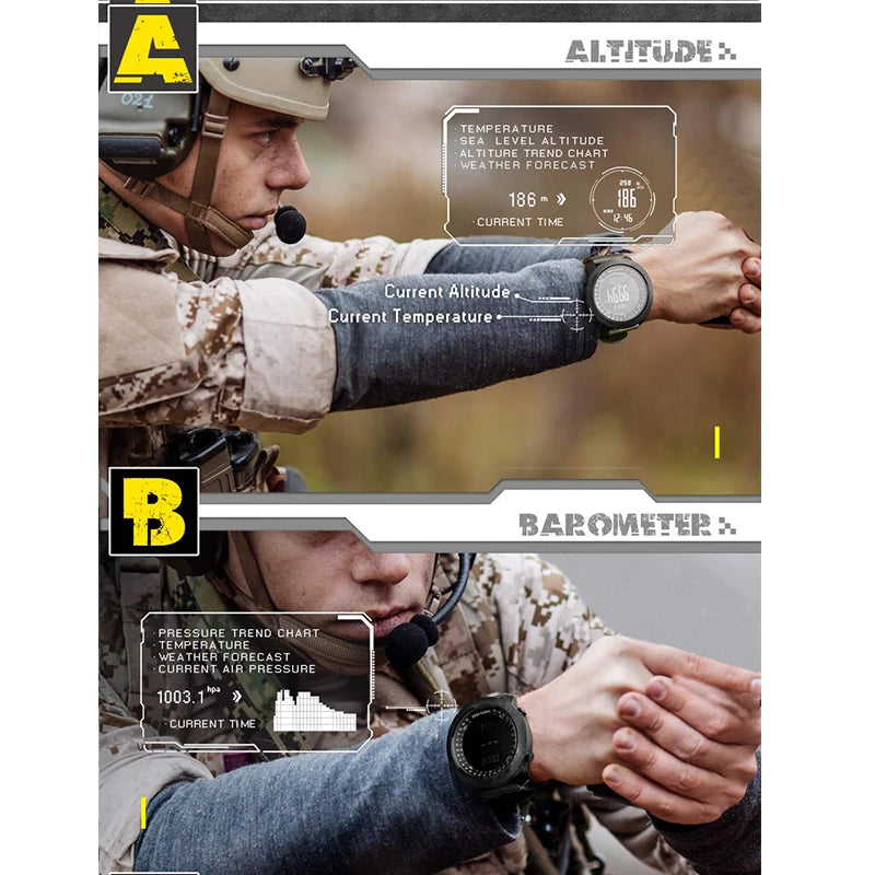Montre Sport NORTH EDGE - Altimètre, Boussole & Étanche 50m