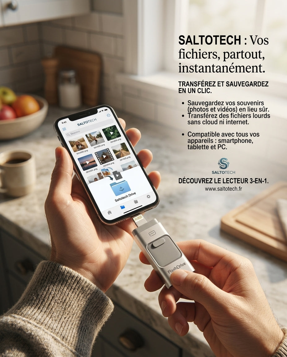 Partagez vos fichiers sur tous vos appareils — Clé USB 3-en-1 OTG